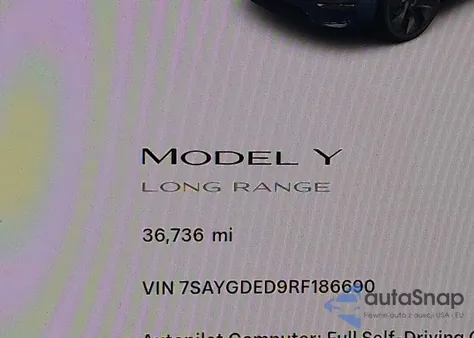 2024 Tesla Model Y Long Range Dual Motor All-Wheel Drive/Rwd из США, поврежденный, VIN 7SAYGDED9RF186690